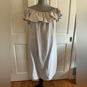 Tommy Bahama Ruffle Linen Dress in Light Beige